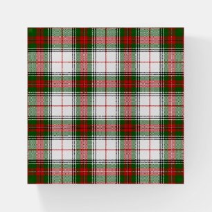 Stuart / Stewart tartan white red green plaid Paperweight