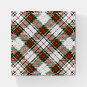 Stuart / Stewart tartan white red green plaid Paperweight