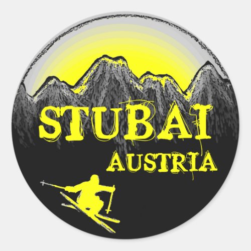 Stubai Austria yellow ski stickers