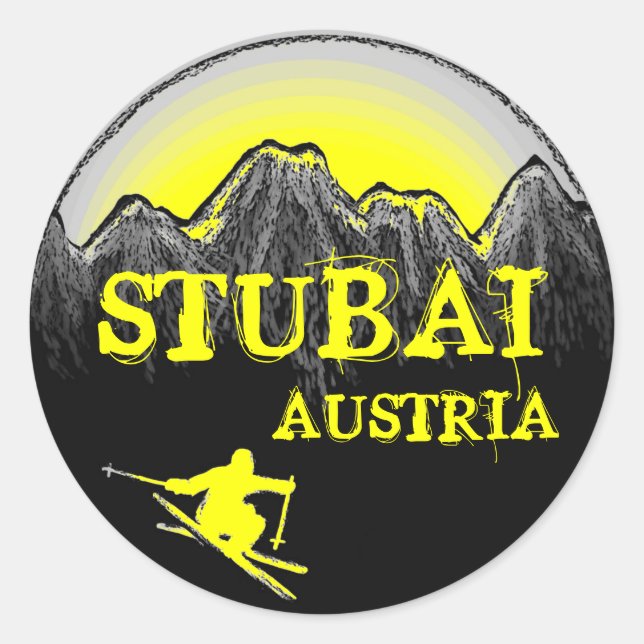 Stubai Austria yellow ski stickers (Front)