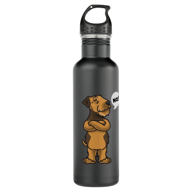 Stubborn Airedale Terrier Dog Stainless Steel Water Bottle (Front)