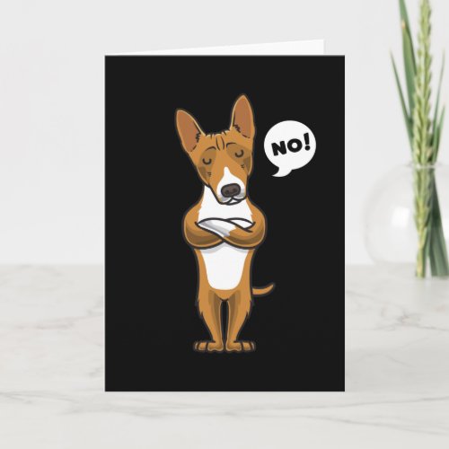 Stubborn basenji dog funny card