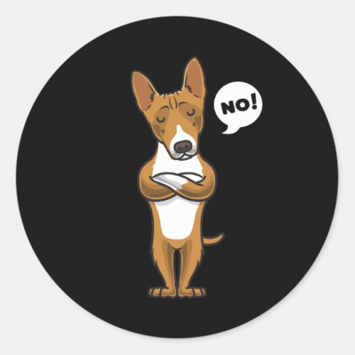 Stubborn basenji dog funny classic round sticker