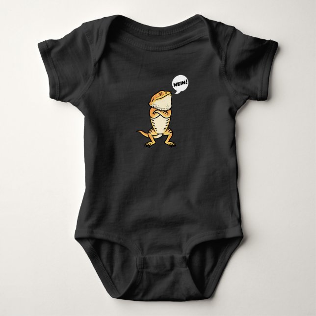 Stubborn Bearded Dragon Pogona Reptile Lizard Baby Bodysuit (Front)