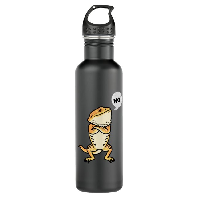 Stubborn Bearded Dragon Pogona Reptile Lizard Stainless Steel Water Bottle (Front)