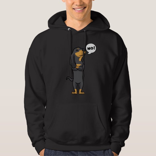 Stubborn Black and Tan Coonhound Dog Hoodie (Front)