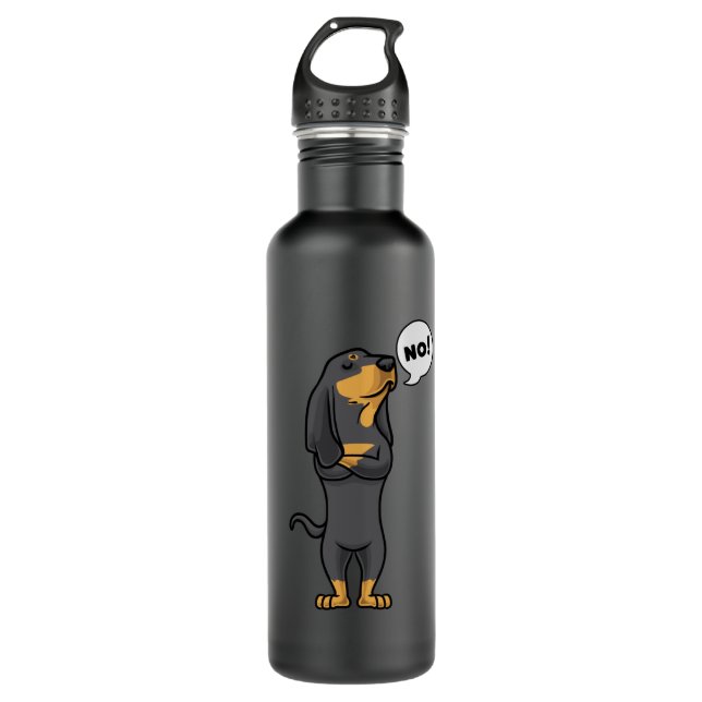 Stubborn Black and Tan Coonhound Dog Stainless Steel Water Bottle (Front)
