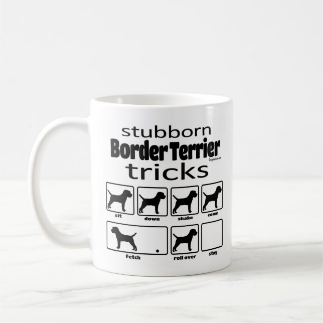Stubborn Border Terrier Tricks Coffee Mug (Left)