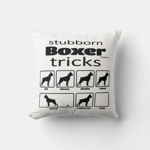 Stubborn Boxer Tricks Throw Pillow