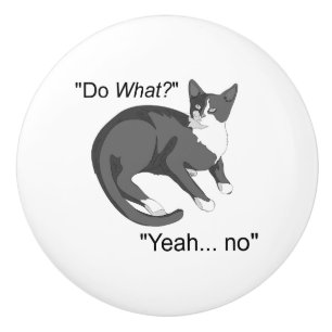 Stubborn Cat Ceramic Knob