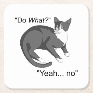 Stubborn Cat Square Paper Coaster
