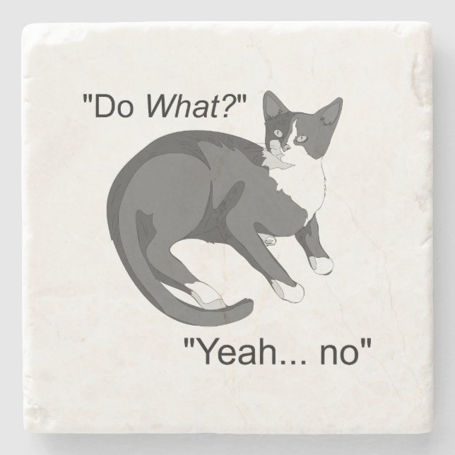 Stubborn Cat Stone Coaster (Front)