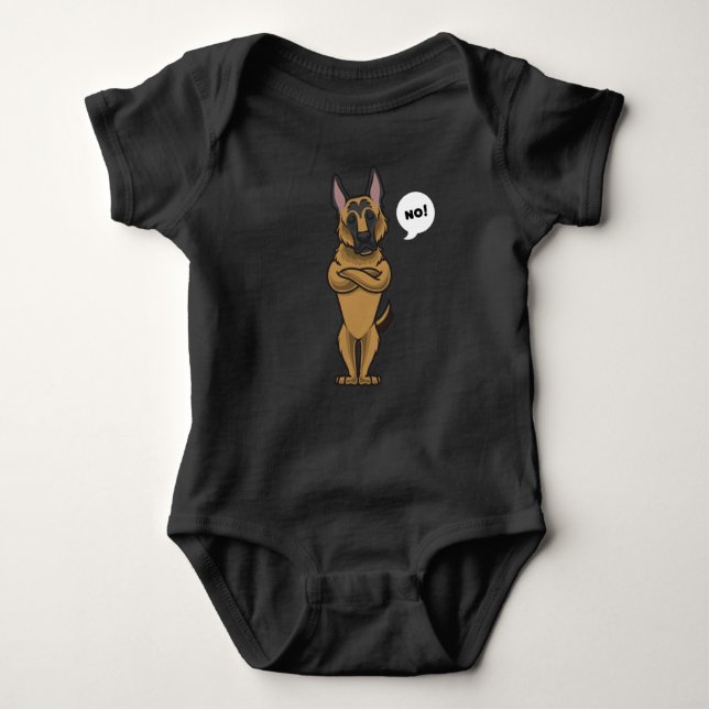 Stubborn german shepherd funny baby bodysuit (Front)