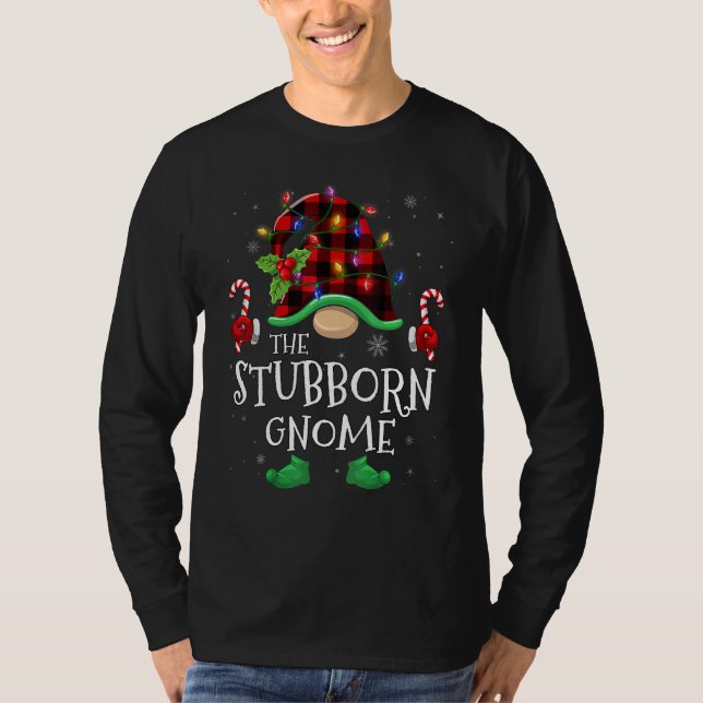 Stubborn Gnome Buffalo Plaid Matching Family Chris T-Shirt (Front)
