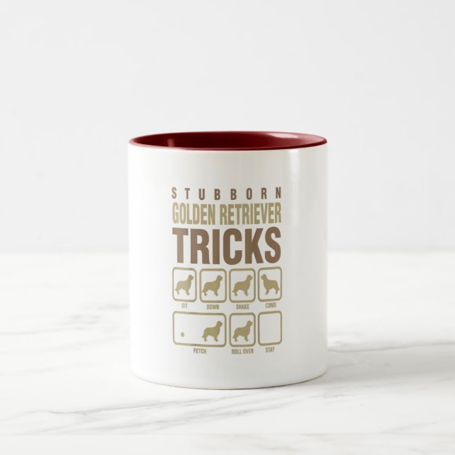 Stubborn Golden Retriever Tricks Dog Lover Two-Tone Coffee Mug (Center)