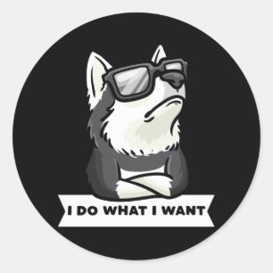 Stubborn Pomsky Dog Funny Classic Round Sticker