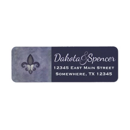 Stubborn Purple Fleur De Lis Silver Butterfly Label