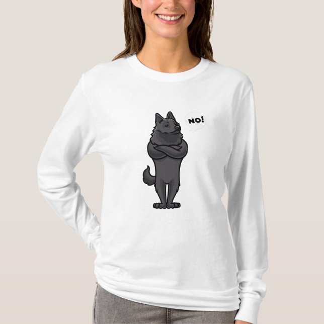 Stubborn Schipperke Dog funny T-Shirt (Front)