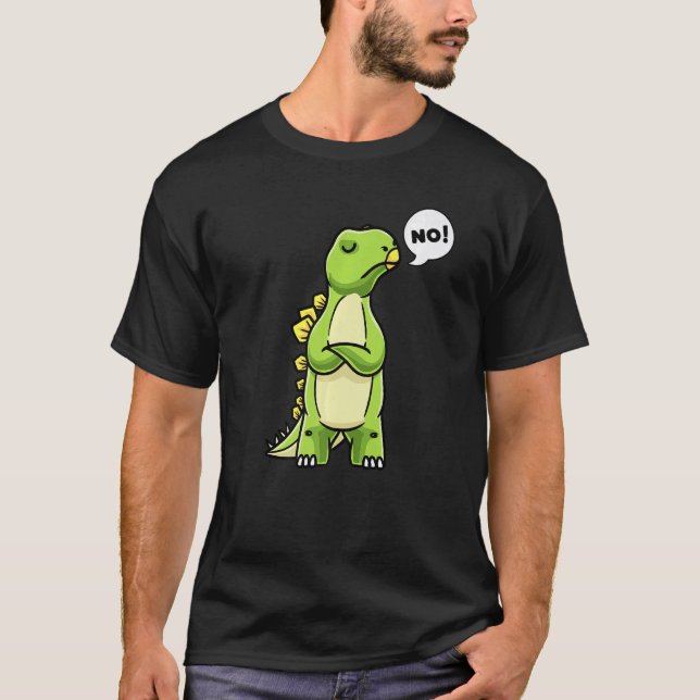 Stubborn Stegosaurus Dinosaur Saying No Dino Girls T-Shirt (Front)