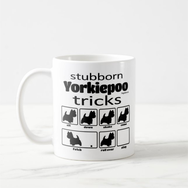 Stubborn Yorkiepoo Tricks Coffee Mug (Left)