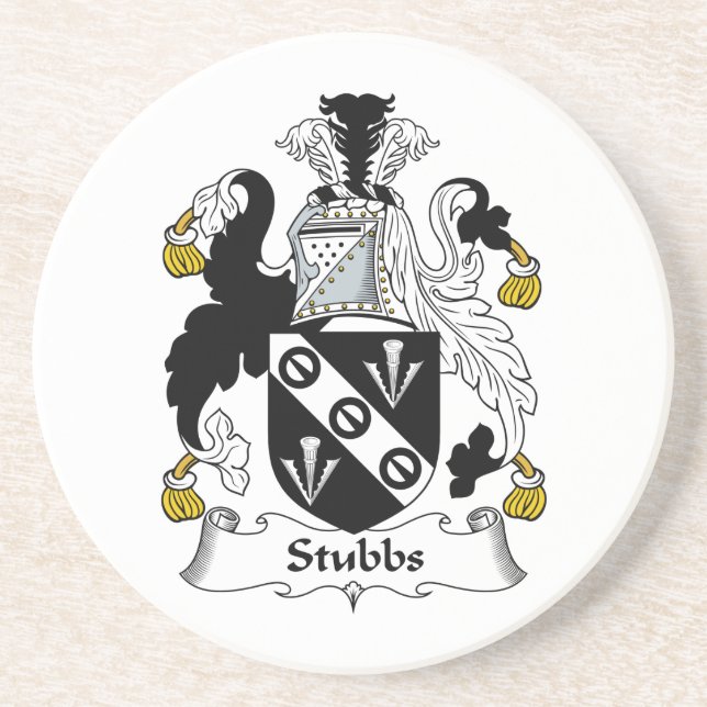 Stubbs Family Crest Sandstone Coaster (Front)
