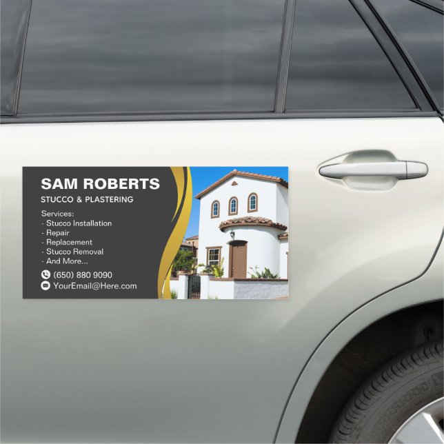 Stucco and Plastering Car Magnet Construction (In Situ)