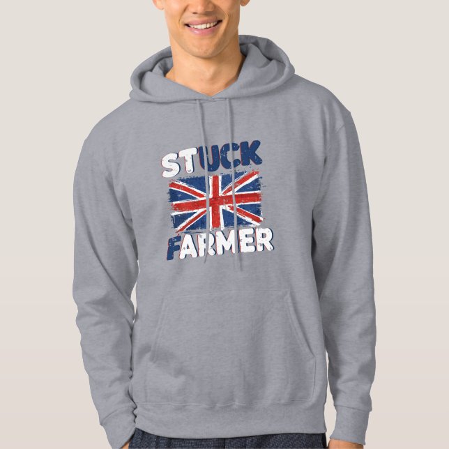Stuck Farmer UK Sarcastic Farming Farm Farmer Life Hoodie (Front)