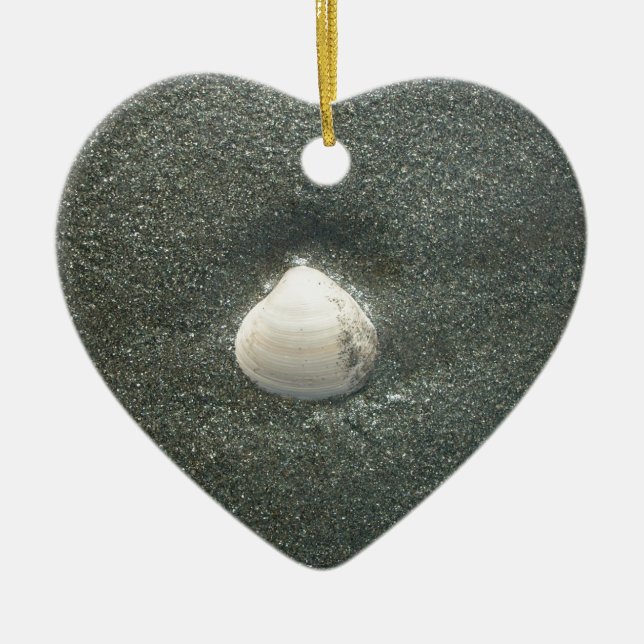Stuck in a Shell: Minimalist Seashell Serenity Cer Ceramic Ornament (Front)