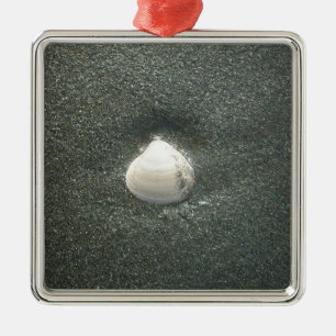 Stuck in a Shell: Minimalist Seashell Serenity Cer Metal Ornament