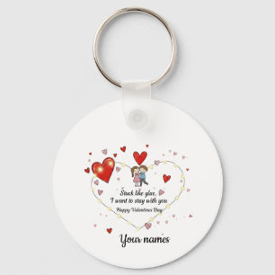 Stuck like glue valentine keychain