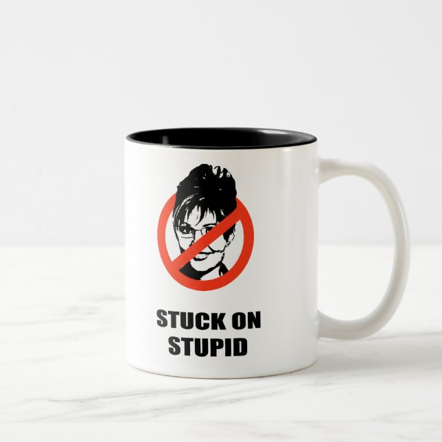 Stuck on Stupid Two-Tone Coffee Mug (Right)