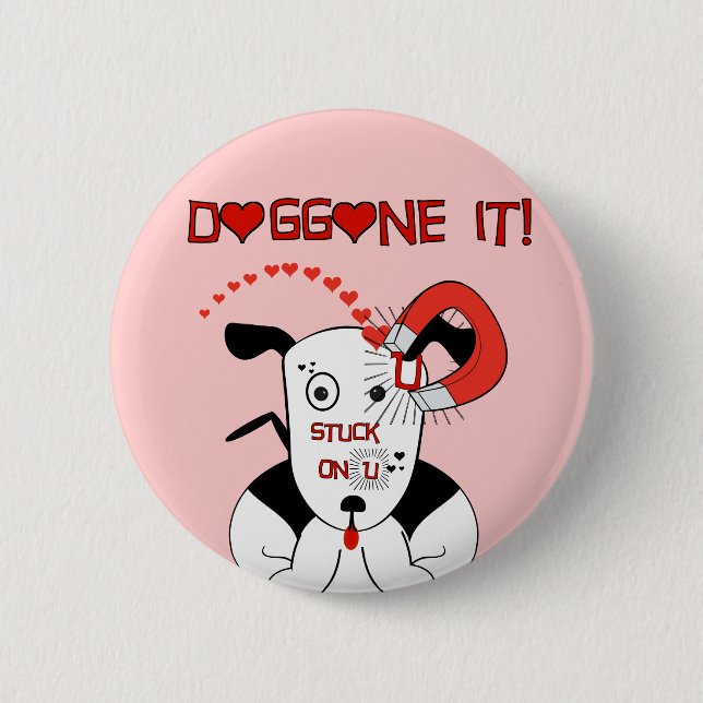 Stuck On U Doggone it! Petey the Pit Bull Button (Front)