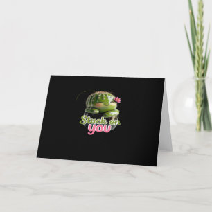 Stuck On You Cute Cactus Pun Kawaii Valentines Lov Card