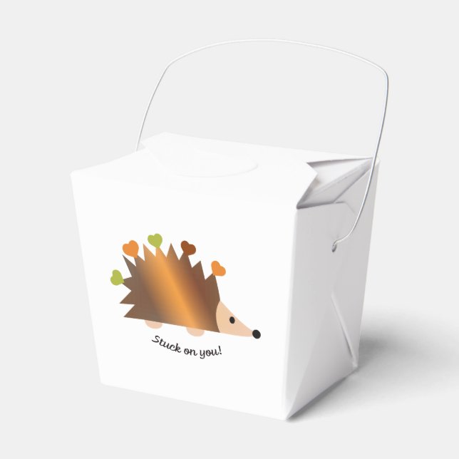 Stuck on You Hedgehog and Hearts Favor Boxes (Front Side)