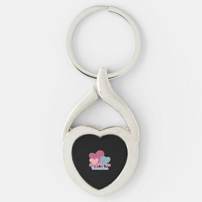 Stuck On You Valentine Funny Cactus Cute Design  Keychain (Front)