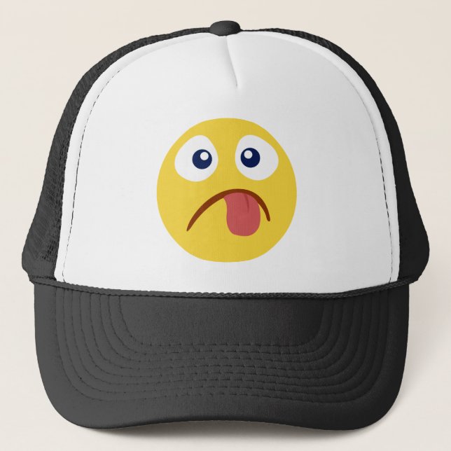 Stuck Out Tongue Emoji Trucker Hat (Front)