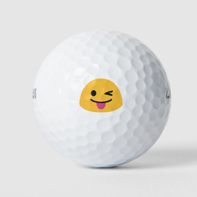 Stuck out tongue winking eyes golf balls (Front)
