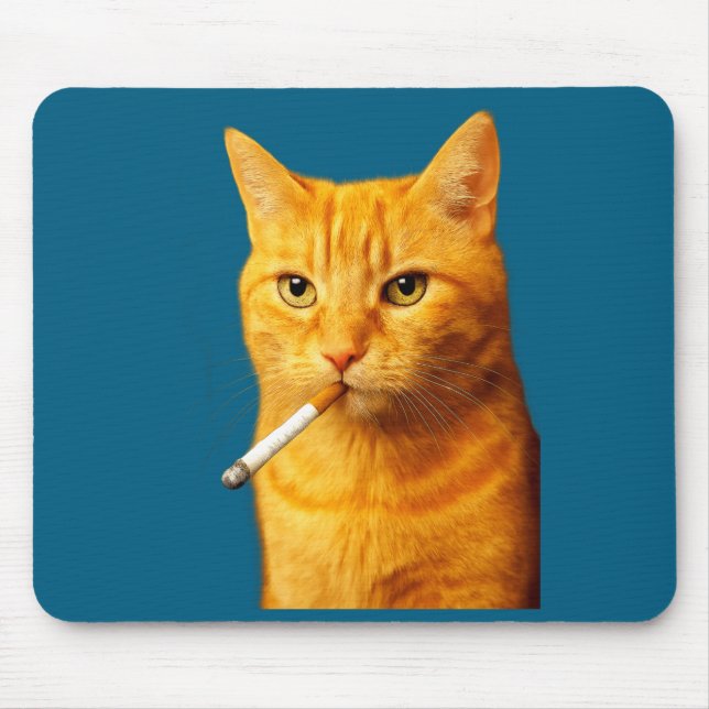 Stud Cool Funny Cat Meme Smoking Cat Cigarette  Mouse Pad (Front)