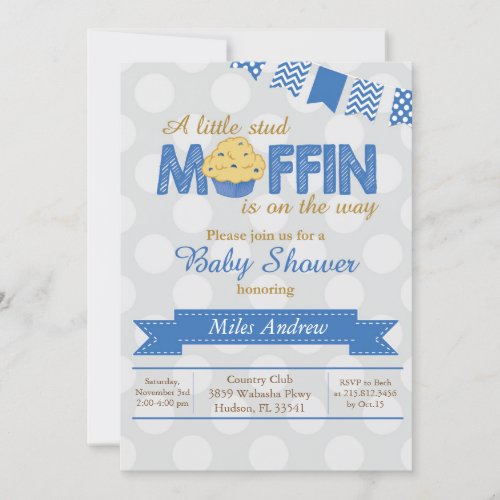 Stud Muffin Baby Shower Invitation