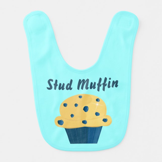 Stud Muffin Blueberry Muffin Baby Bib (Front)