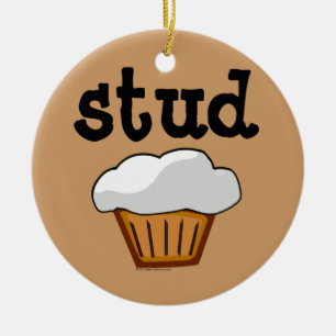 Stud Muffin, Cute Funny Baked Good Ceramic Ornament