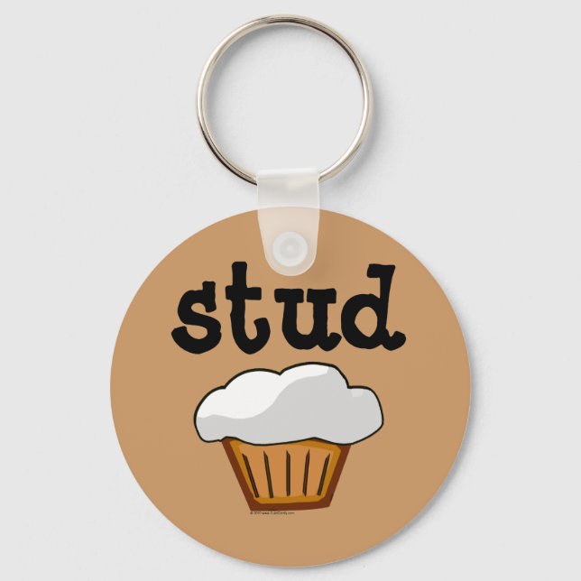Stud Muffin, Cute Funny Baked Good Keychain (Front)