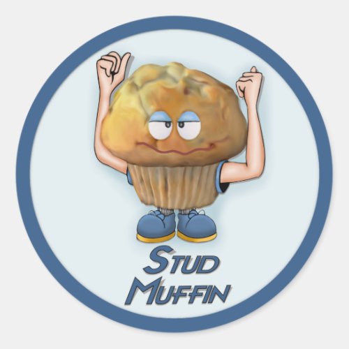 Stud Muffin Humor Classic Round Sticker