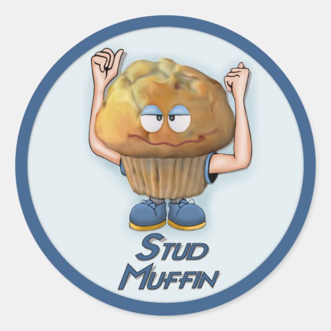 Stud Muffin Humor Classic Round Sticker (Front)