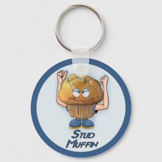Stud Muffin Humor Keychain (Front)
