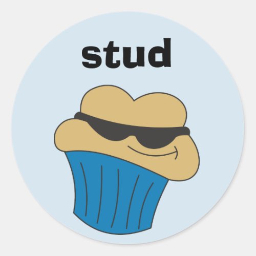 Stud Muffin Humorous Round Stickers for Him