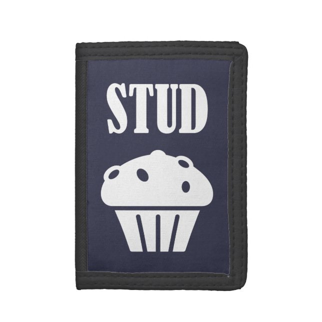 STUD Muffin Manly Tough Guy Funny Gift Good Lookin Trifold Wallet (Front Vertical)