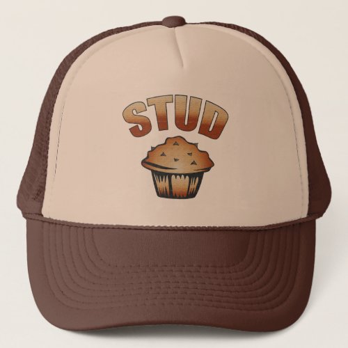 Stud Muffin Wash Design Trucker Hat