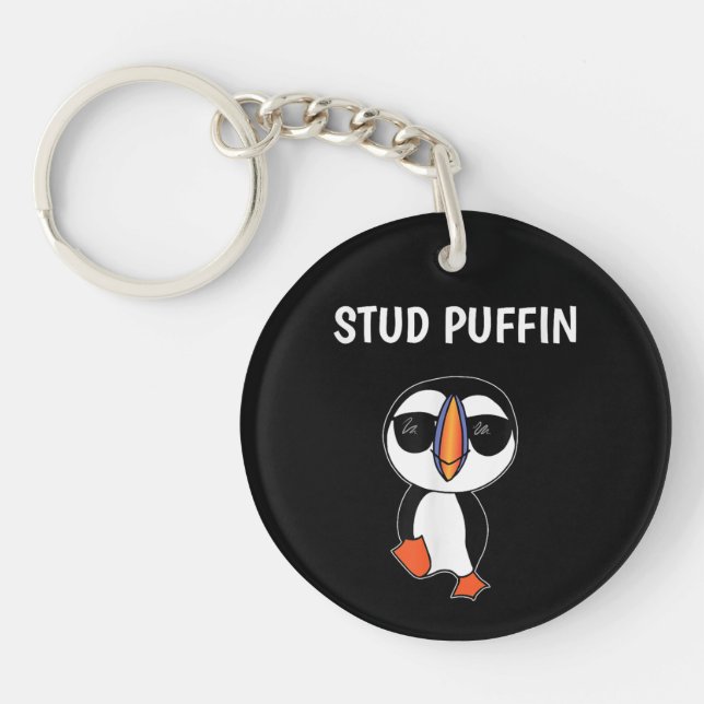 Stud Puffin Funny Bird Keychain (Front)