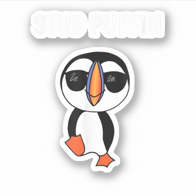 Stud Puffin Funny Bird Sticker (Front)